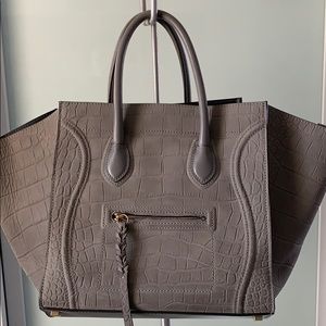 Celine Cabas Phantom Luggage Crocodile Embossed